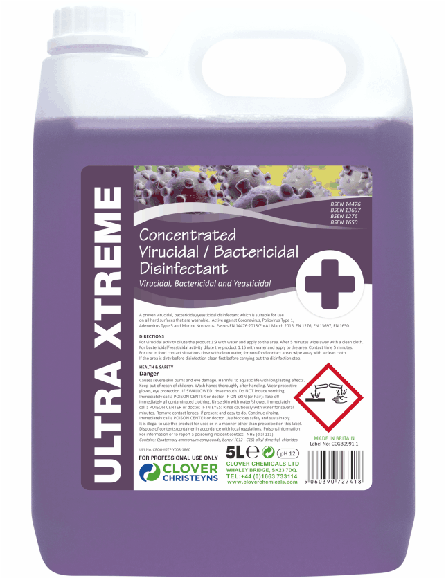 Ultra Xtreme Virucidal/Bactericidal Disinfectant 5 Litres